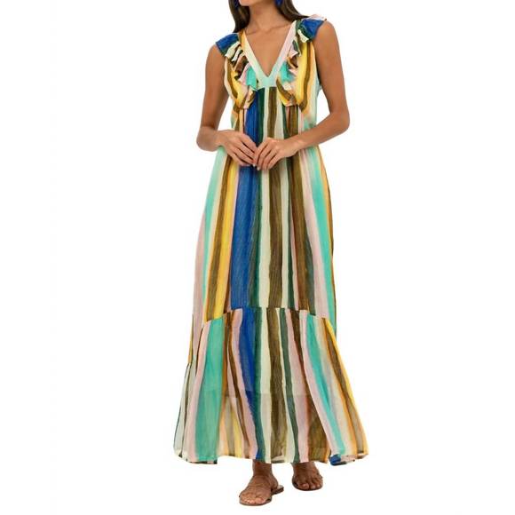 OLIPHANT Dresses & Skirts - NEW OLIPHANT ruffle v-neck maxi dress in zanzibar multi